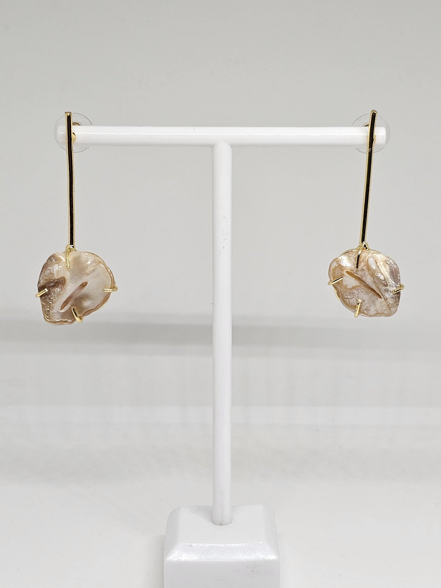 Handcrafted Baroque Pearl Drop Earrings with Minimalist Brass Hooks – Lightweight Statement Jewelry for Women, Ideal for Weddings, Parties