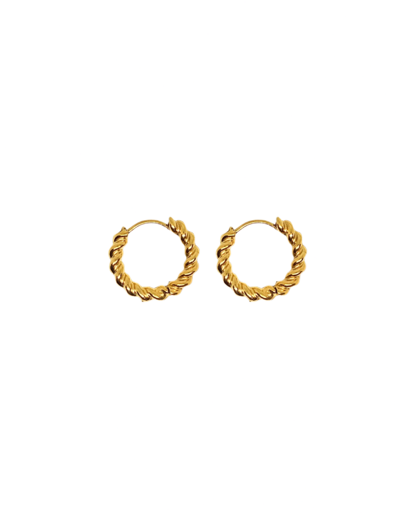 Febae Premium - Goldene Creolen mit gedrehtem Seil