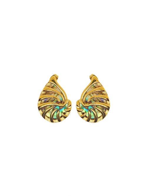 Febae Premium - Spiral-Ohrringe aus Perlmutt in Gold