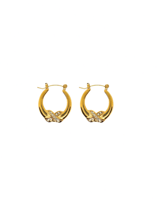 Febae Premium Pavé-Akzent-Creolen in Gold
