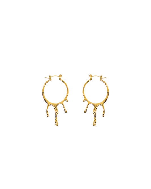 Febae Premium - Golden Melted Circle Hoops