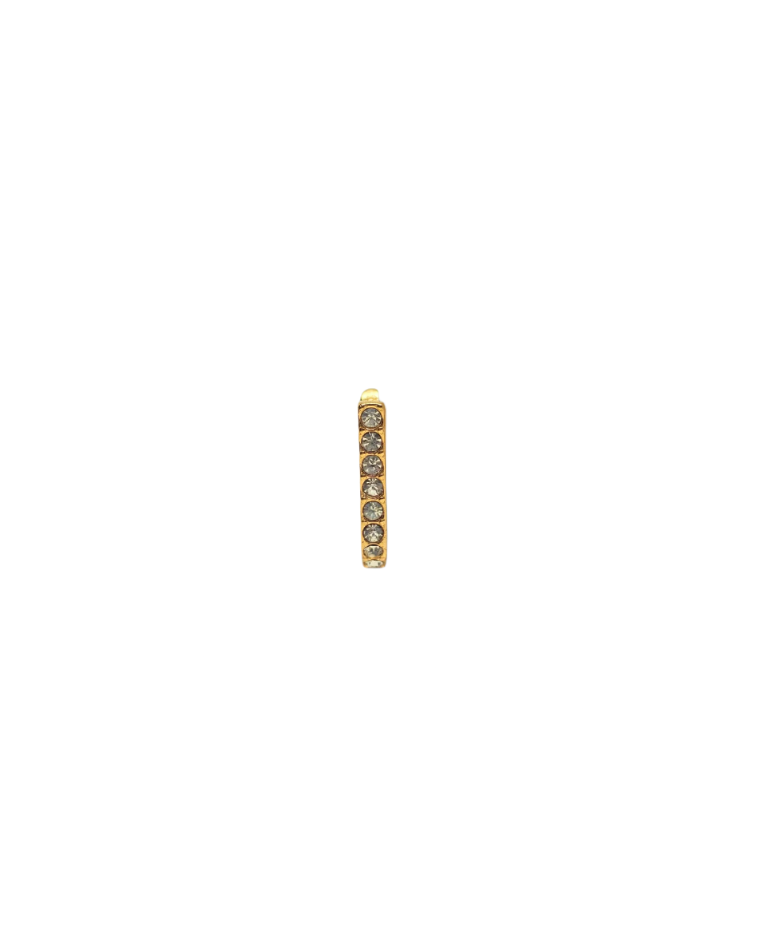 Gold earring with embedded stones on a white background