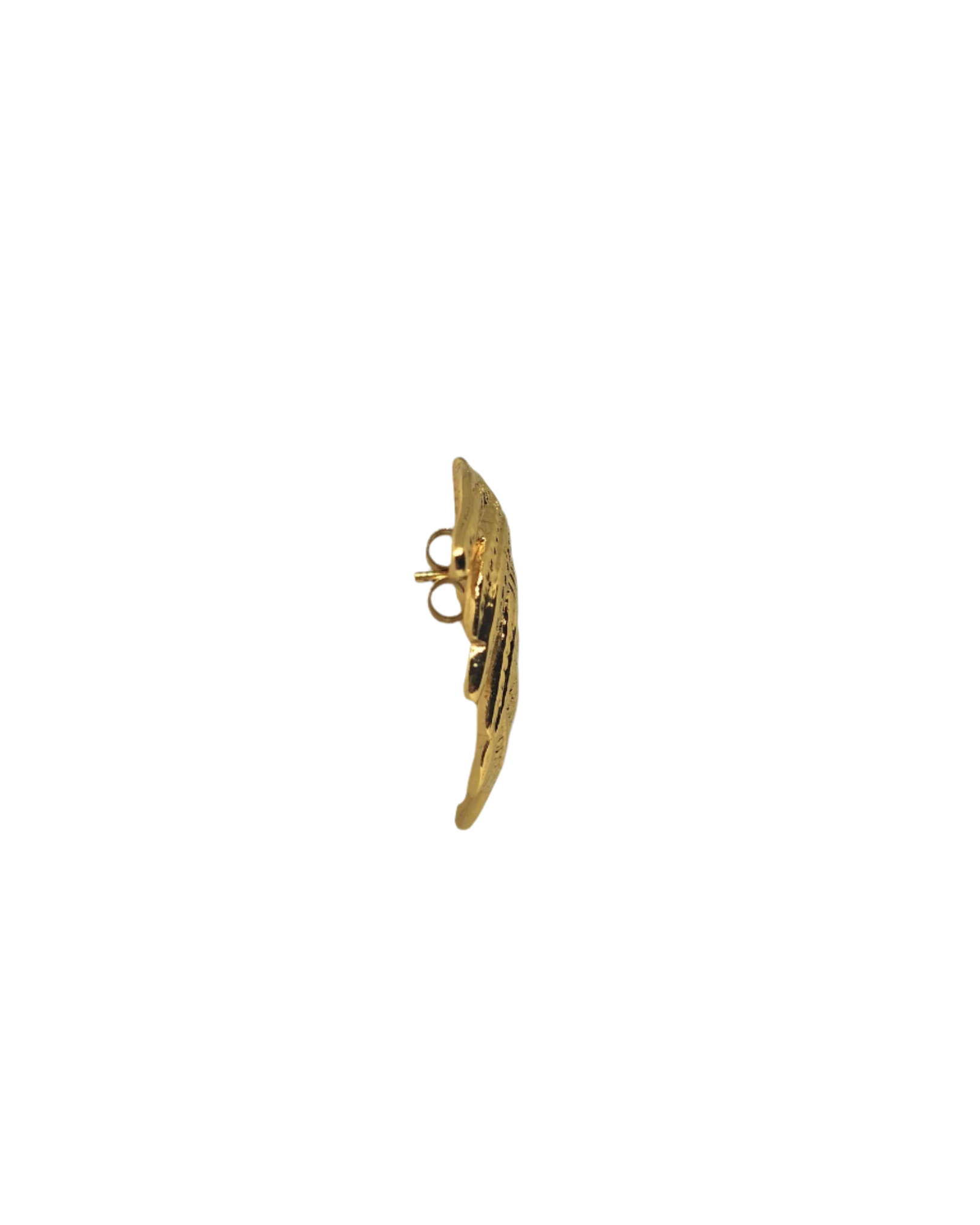 Gold earring on a white background