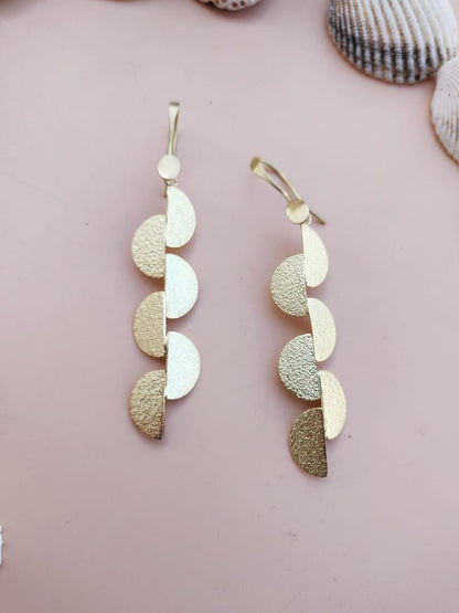 DESIGNER EARRINGS WOMEN - Gold Plated Earrings, Handmade Brass Earrings, Elegant Jewelry Gift, Drop Earrings Wedding, Earrings Gift for her