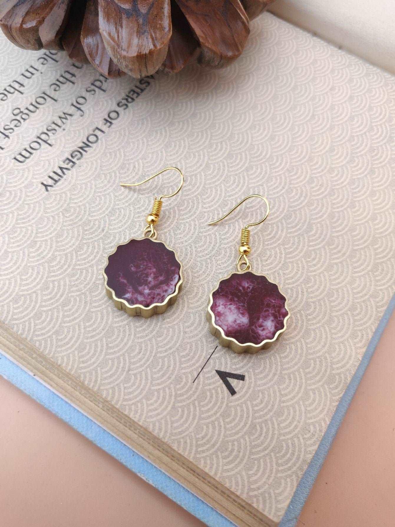 RESIN DROP EARRINGS - Blue Berry Earrings, Womens Drop Earrings, Handmade Brass Earrings, Statement Earrings for Gifts, Earrings for Womens