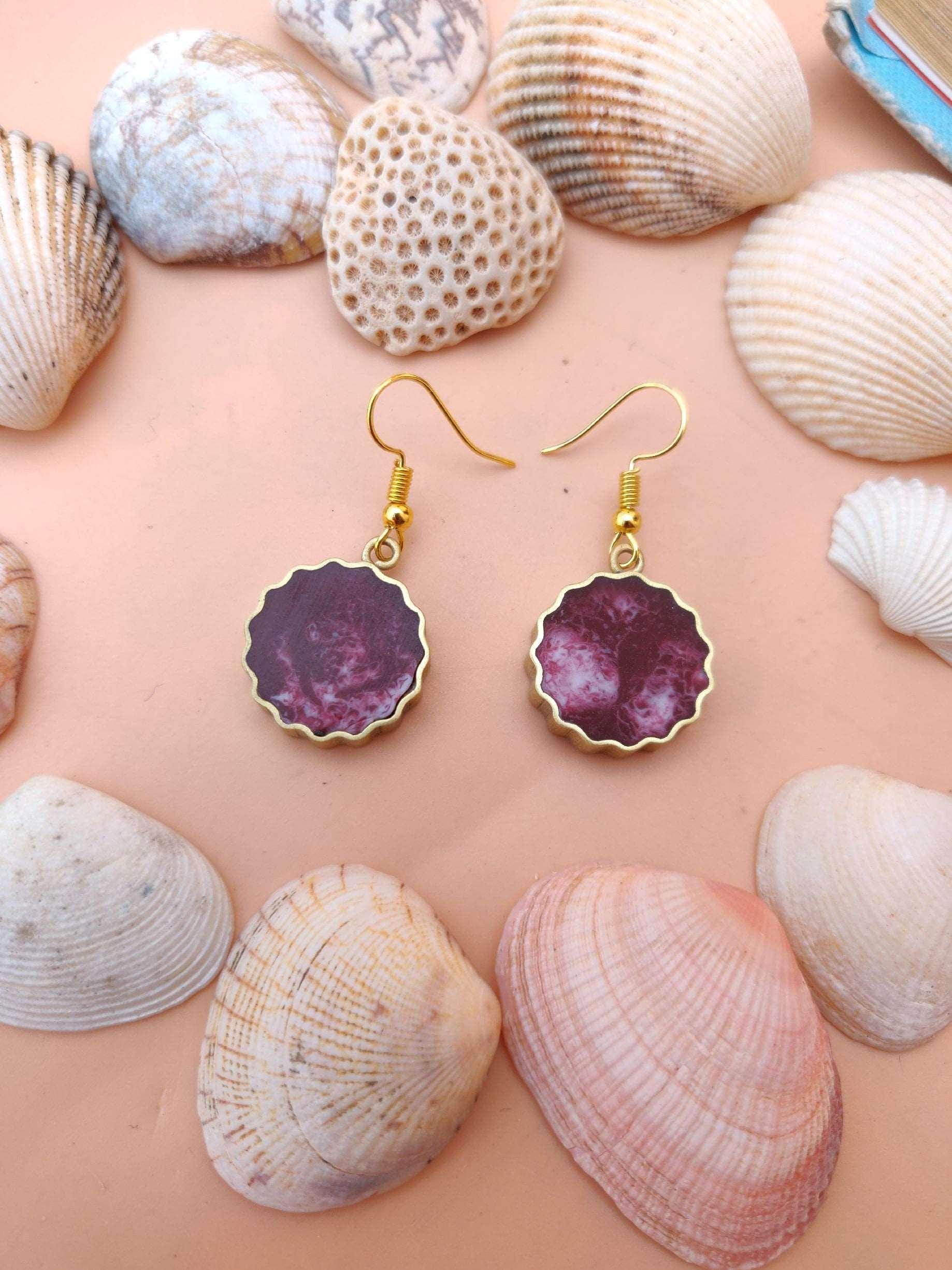 RESIN DROP EARRINGS - Blue Berry Earrings, Womens Drop Earrings, Handmade Brass Earrings, Statement Earrings for Gifts, Earrings for Womens