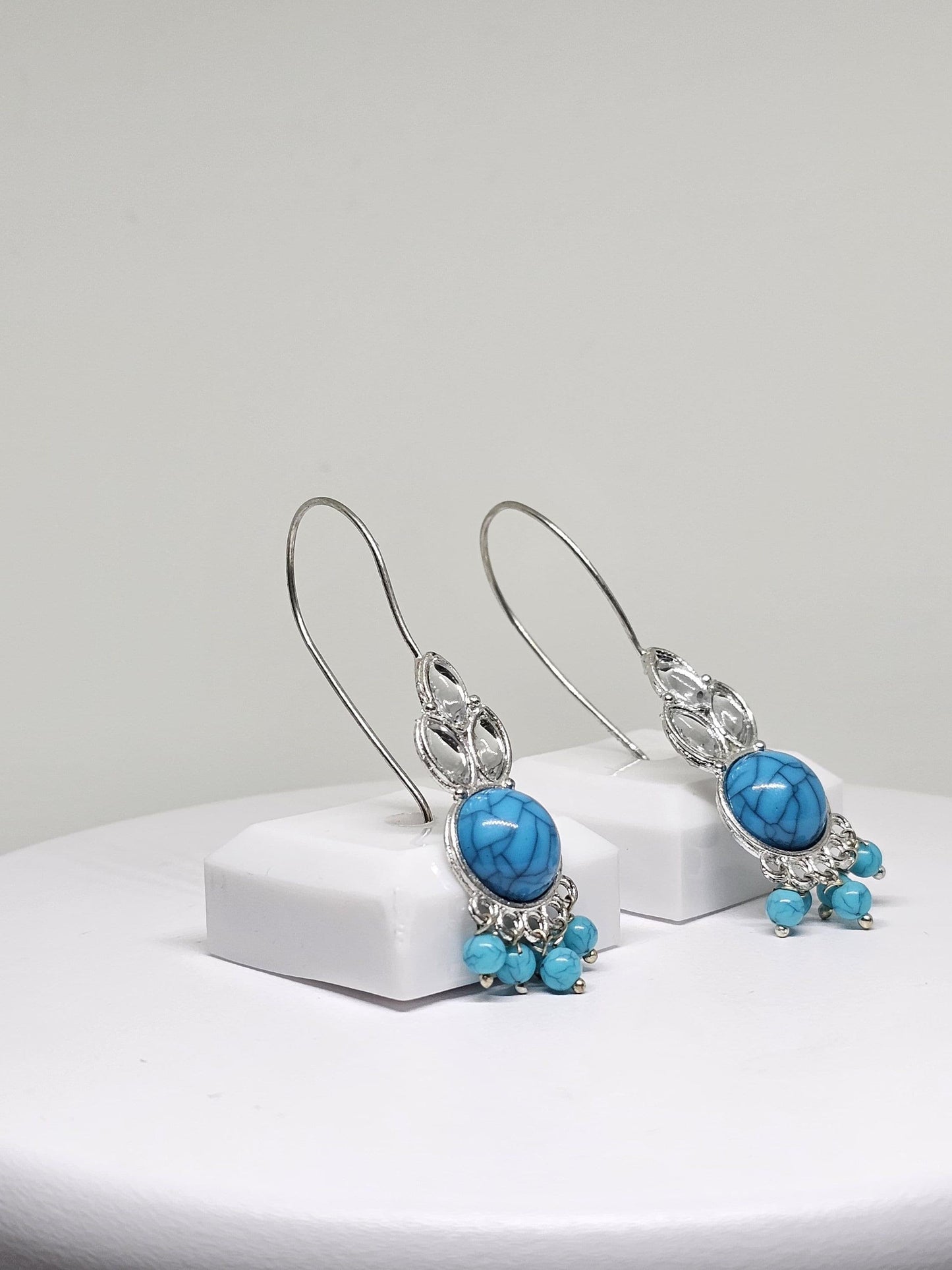 HANDMADE SILVER EARRINGS - Blue Statement Earrings, Earrings for Womens, Designer Earrings, Dangle Drop Earrings, Wedding Earrings for Gift