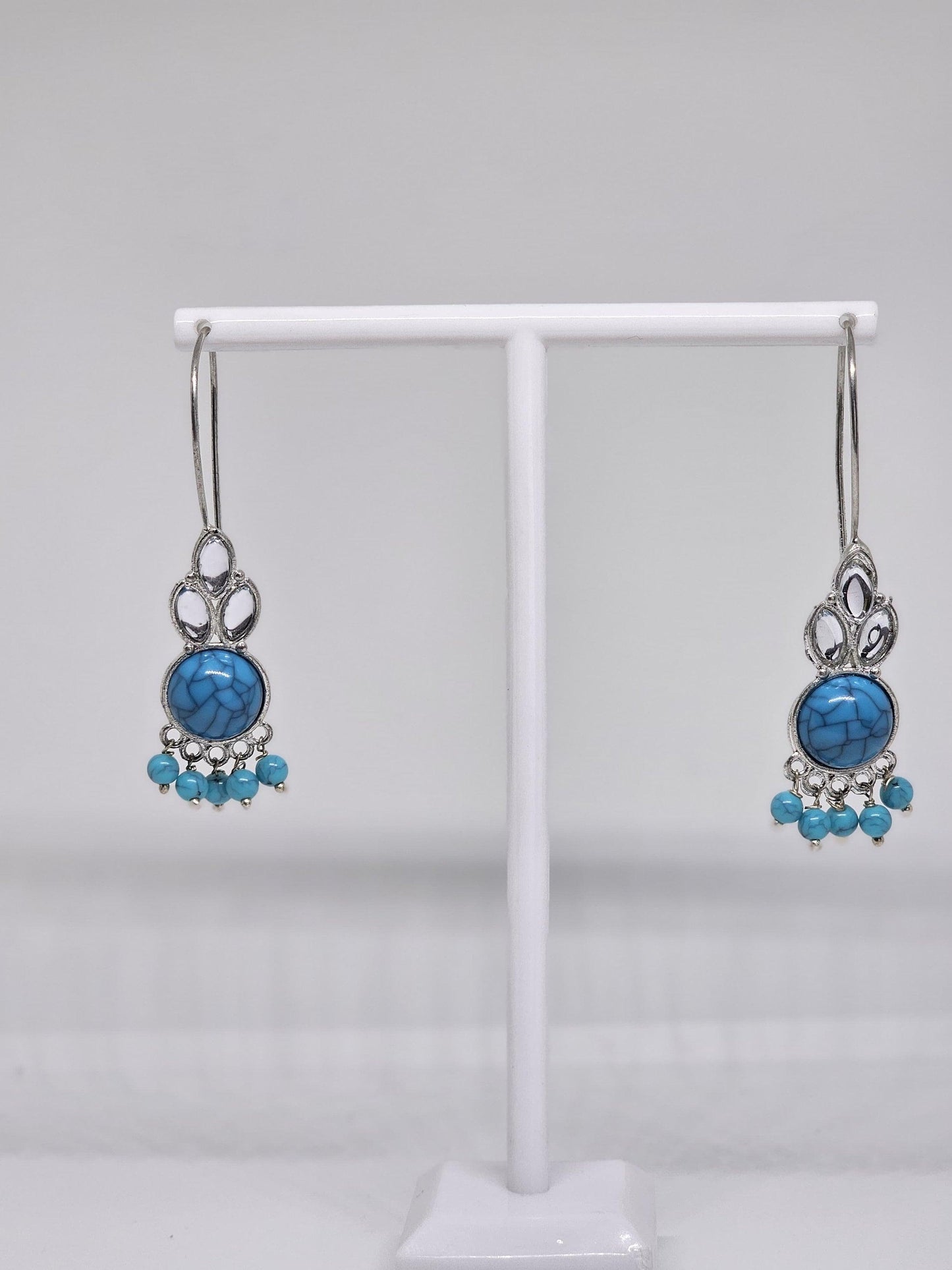 HANDMADE SILVER EARRINGS - Blue Statement Earrings, Earrings for Womens, Designer Earrings, Dangle Drop Earrings, Wedding Earrings for Gift