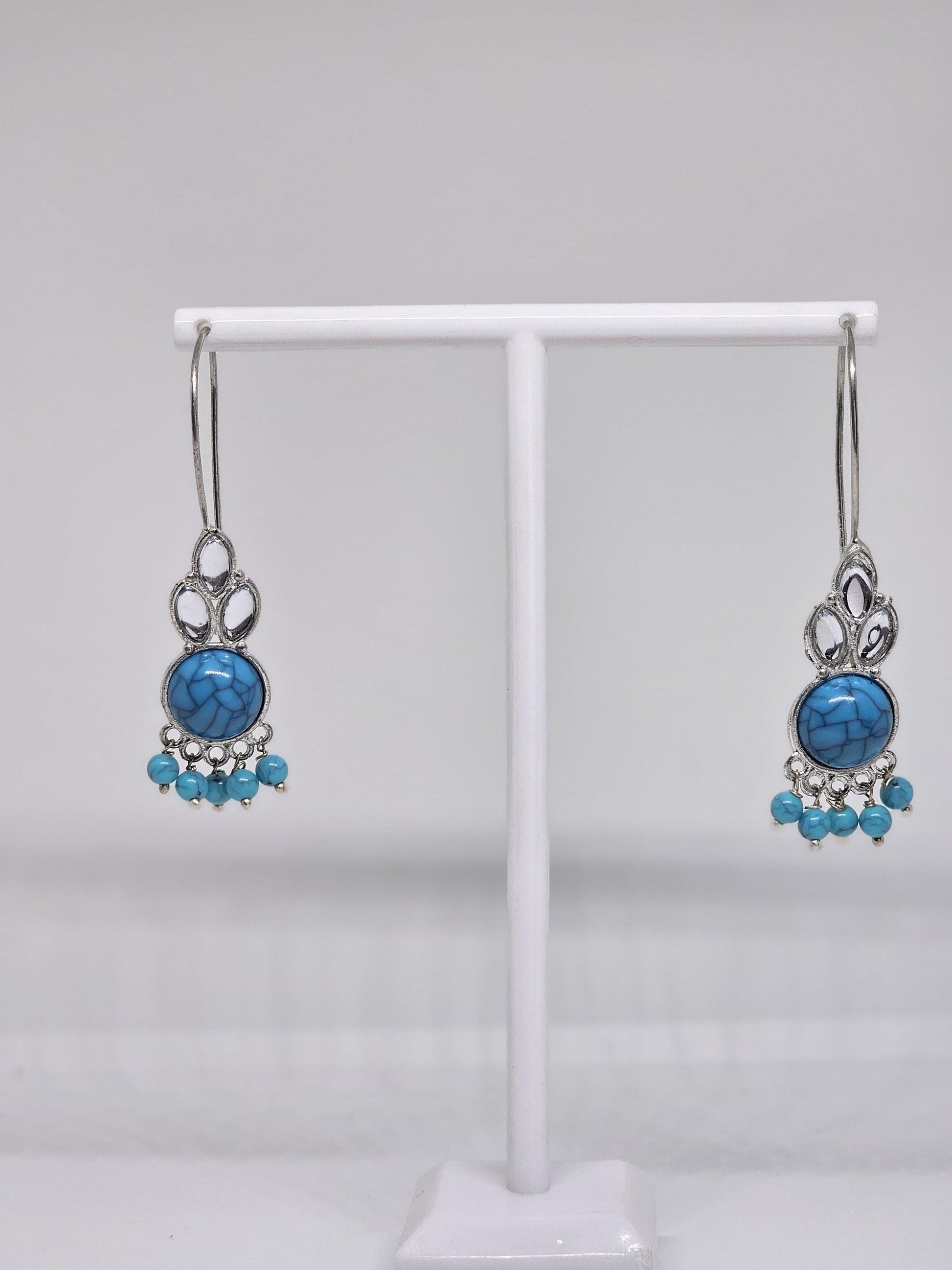 HANDMADE SILVER EARRINGS - Blue Statement Earrings, Earrings for Womens, Designer Earrings, Dangle Drop Earrings, Wedding Earrings for Gift