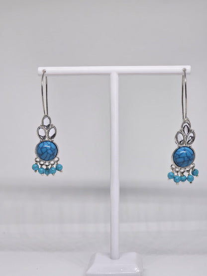 HANDMADE SILVER EARRINGS - Blue Statement Earrings, Earrings for Womens, Designer Earrings, Dangle Drop Earrings, Wedding Earrings for Gift