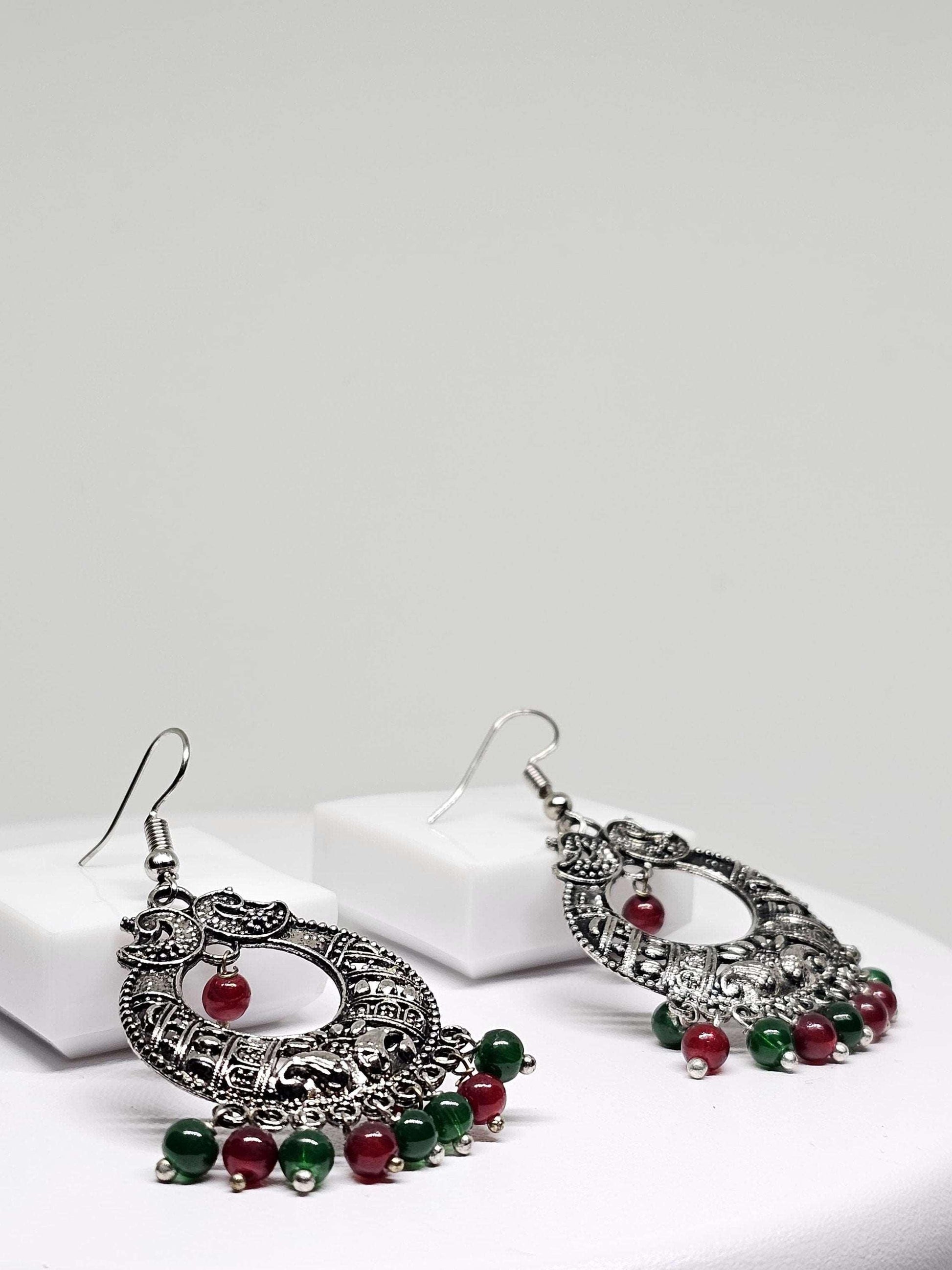 WOMEN TRADITIONAL EARRINGS - Handmade Silver Earrings, Dangle Drop Earrings, Artisan Jewelry, Wedding Earrings for Womens, Earrings for Gift