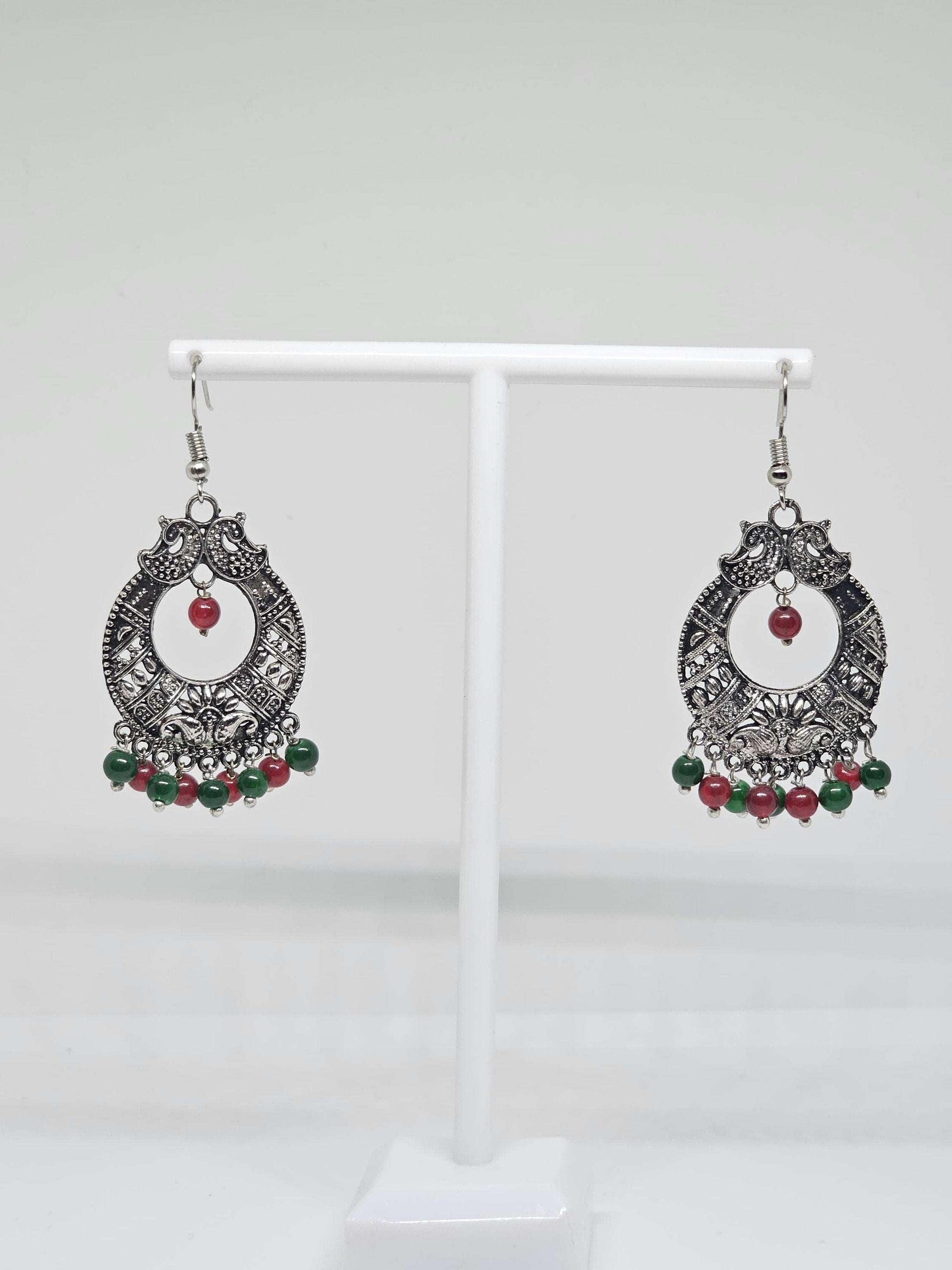 WOMEN TRADITIONAL EARRINGS - Handmade Silver Earrings, Dangle Drop Earrings, Artisan Jewelry, Wedding Earrings for Womens, Earrings for Gift