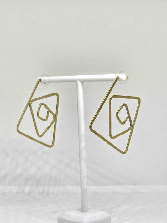 BRASS GEOMETRIC EARRINGS - Handmade Brass Earrings, Minimalist Earrings, Lightweight Earrings, Charm Earrings, Aesthetic Earrings for Gifts