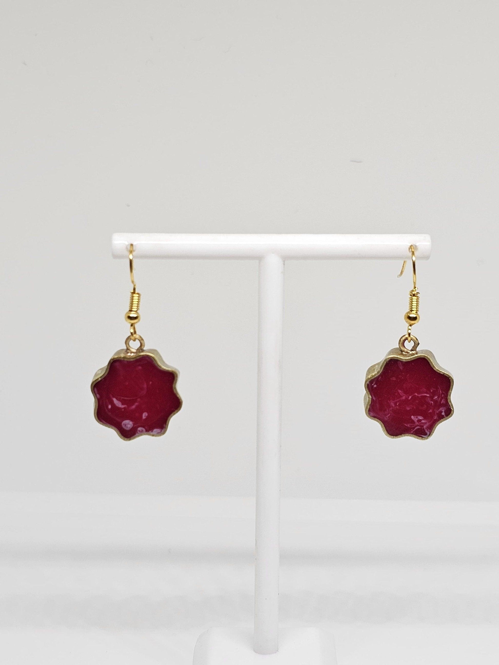 WOMENS DROP EARRINGS - Resin Drop Earrings, Handmade Brass Earrings, Elegant Earrings Gift, Earrings for Womens, Stylish Earrings for Gifts
