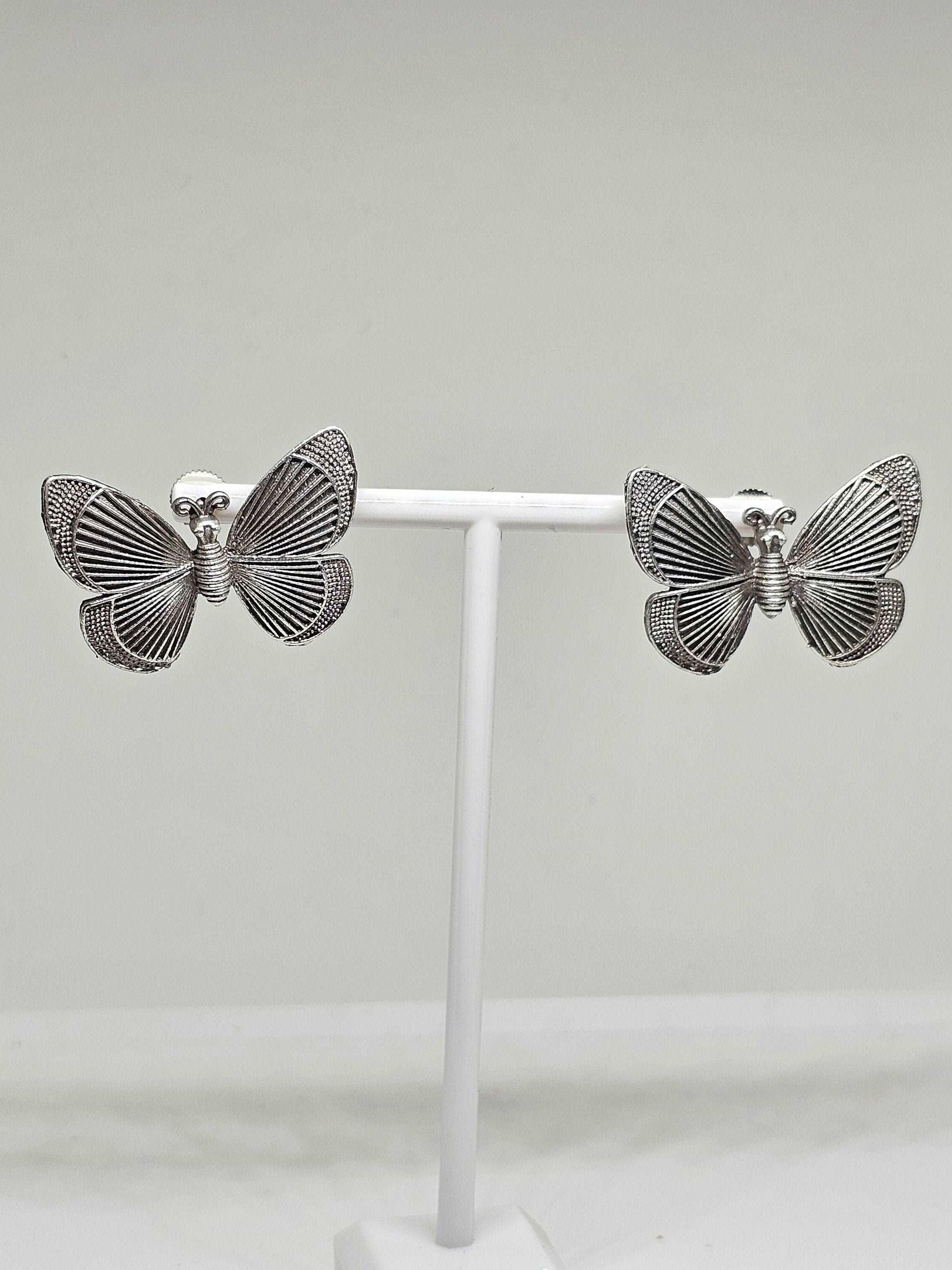 BUTTERFLY STUD EARRINGS - Handmade Silver Earrings, Artistic Earrings, Earrings for Womens, Modern Earrings, Butterfly Earrings Gift for Her