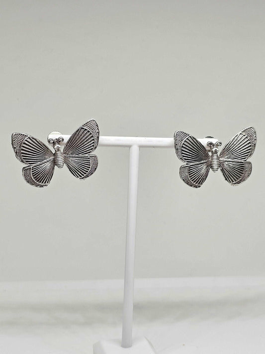 BUTTERFLY STUD EARRINGS - Handmade Silver Earrings, Artistic Earrings, Earrings for Womens, Modern Earrings, Butterfly Earrings Gift for Her
