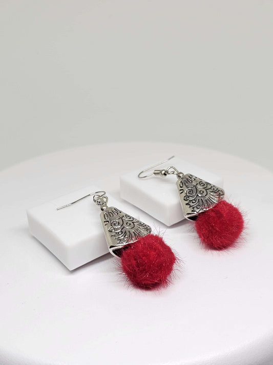 MINMALIST WOMENS EARRINGS - Fabric Buds Silver Earrings, Dangle Drop Earrings, Modern Earrings, Designer Earrings, Fashion Earrings for Gift