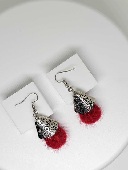 MINMALIST WOMENS EARRINGS - Fabric Buds Silver Earrings, Dangle Drop Earrings, Modern Earrings, Designer Earrings, Fashion Earrings for Gift