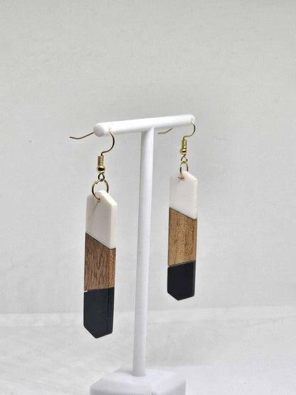 WOOD RESIN EARRINGS - Minimalist Earrings, Handcrafted Earrings for Womens, Artistic Earrings, Aesthetic Earrings, Lightweight Earrings Gift