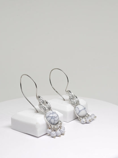 HANDMADE SILVER EARRINGS - Blue Statement Earrings, Earrings for Womens, Designer Earrings, Dangle Drop Earrings, Wedding Earrings for Gift