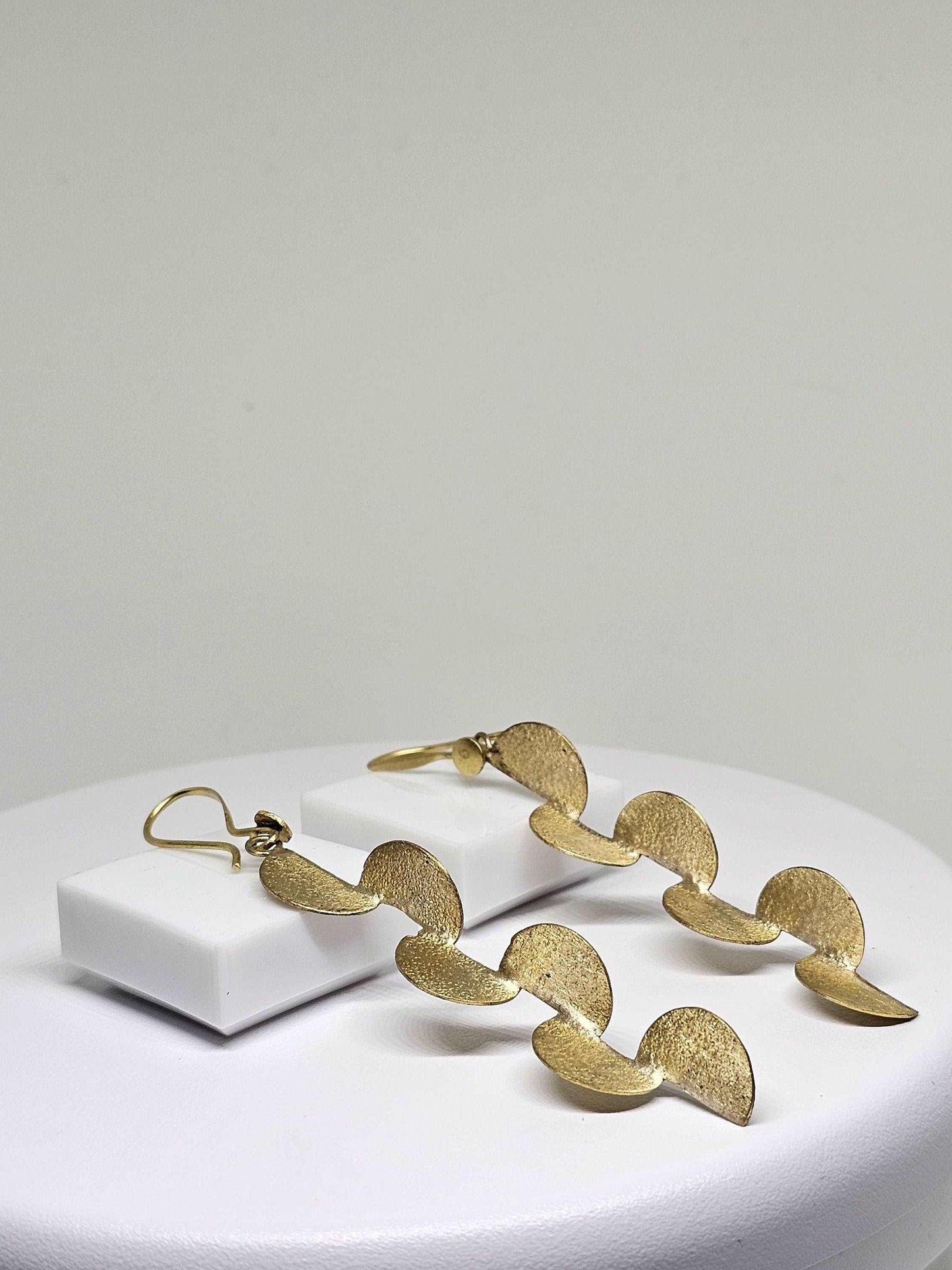 DESIGNER EARRINGS WOMEN - Gold Plated Earrings, Handmade Brass Earrings, Elegant Jewelry Gift, Drop Earrings Wedding, Earrings Gift for her