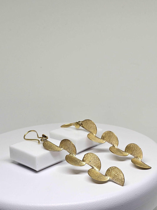 DESIGNER EARRINGS WOMEN - Gold Plated Earrings, Handmade Brass Earrings, Elegant Jewelry Gift, Drop Earrings Wedding, Earrings Gift for her