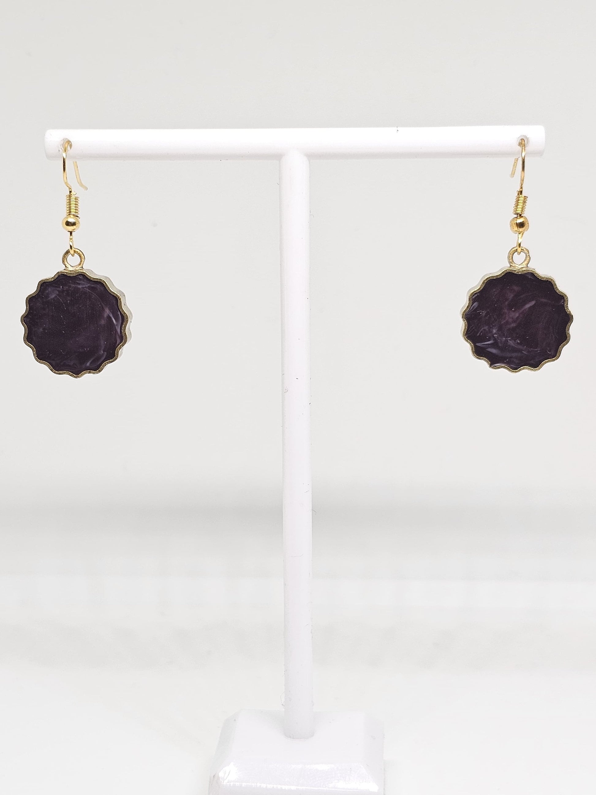 RESIN DROP EARRINGS - Blue Berry Earrings, Womens Drop Earrings, Handmade Brass Earrings, Statement Earrings for Gifts, Earrings for Womens