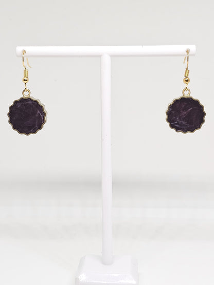 RESIN DROP EARRINGS - Blue Berry Earrings, Womens Drop Earrings, Handmade Brass Earrings, Statement Earrings for Gifts, Earrings for Womens