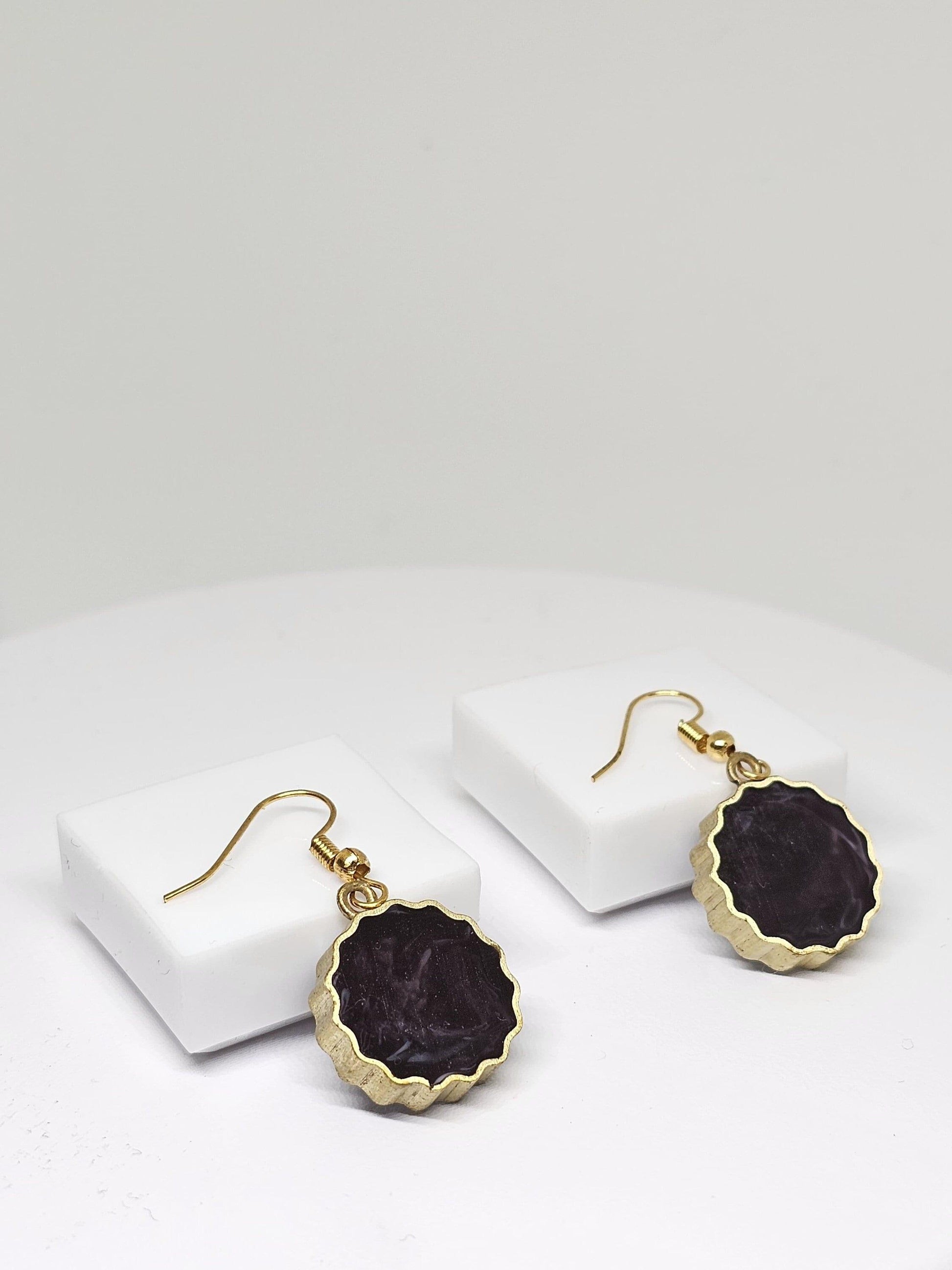 RESIN DROP EARRINGS - Blue Berry Earrings, Womens Drop Earrings, Handmade Brass Earrings, Statement Earrings for Gifts, Earrings for Womens