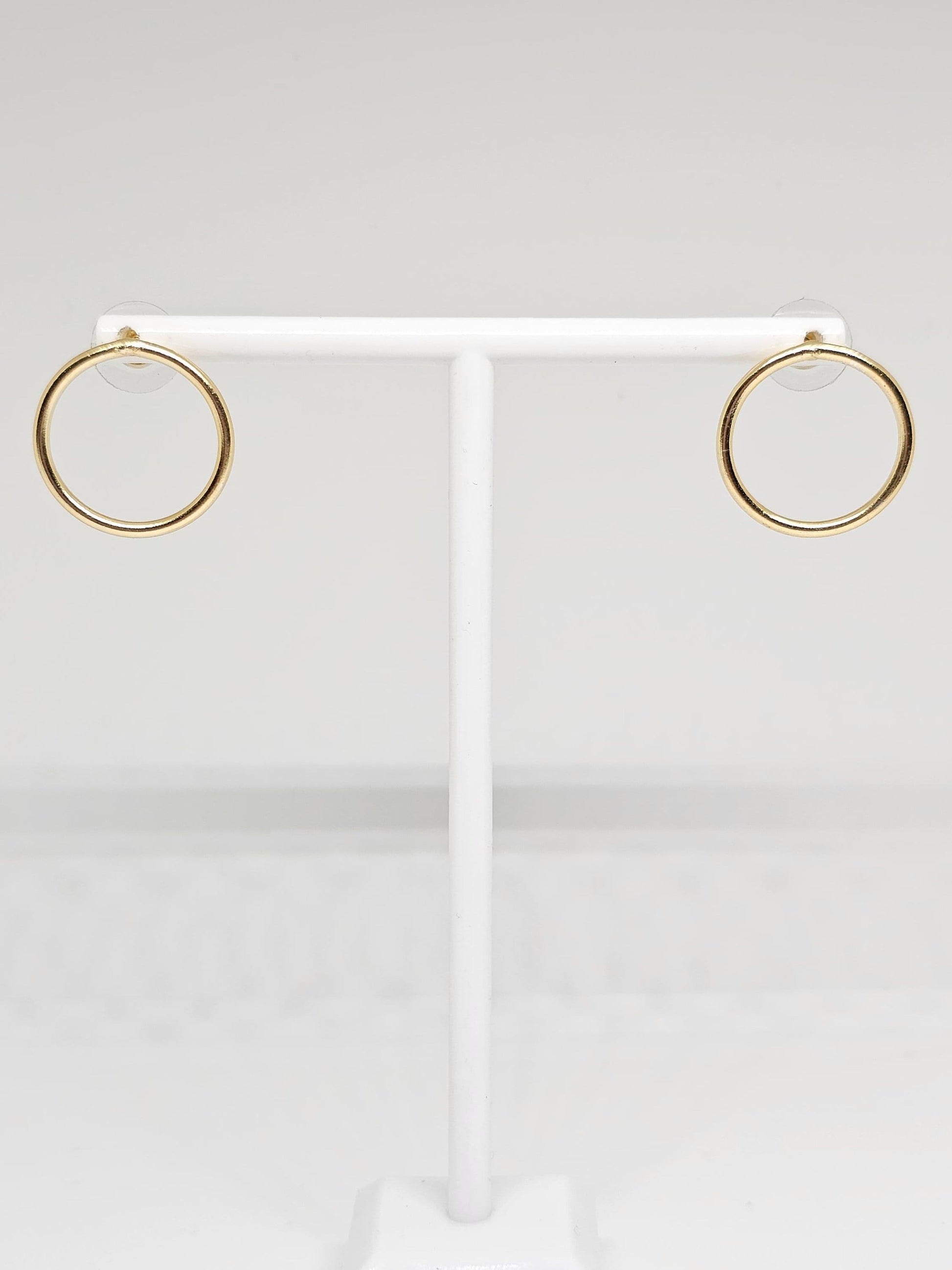 Minimalist Brass Hoop Earrings for Women - Simple and Elegant Circle Studs for Everyday Wear, Modern Geometric Design, Lightweight Jewelry