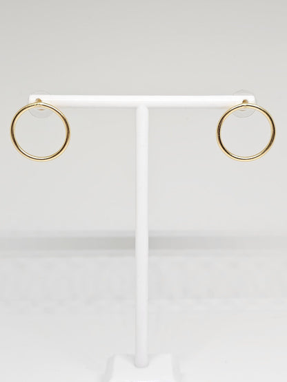 Minimalist Brass Hoop Earrings for Women - Simple and Elegant Circle Studs for Everyday Wear, Modern Geometric Design, Lightweight Jewelry