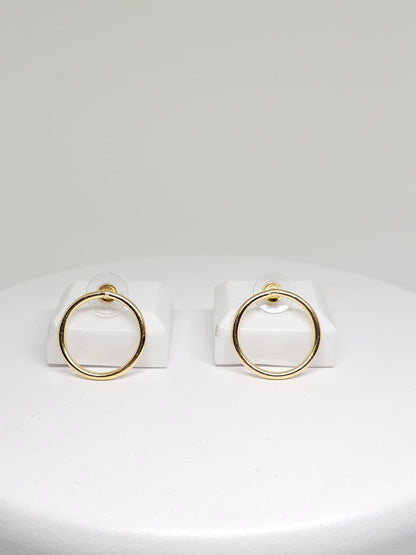 Minimalist Brass Hoop Earrings for Women - Simple and Elegant Circle Studs for Everyday Wear, Modern Geometric Design, Lightweight Jewelry