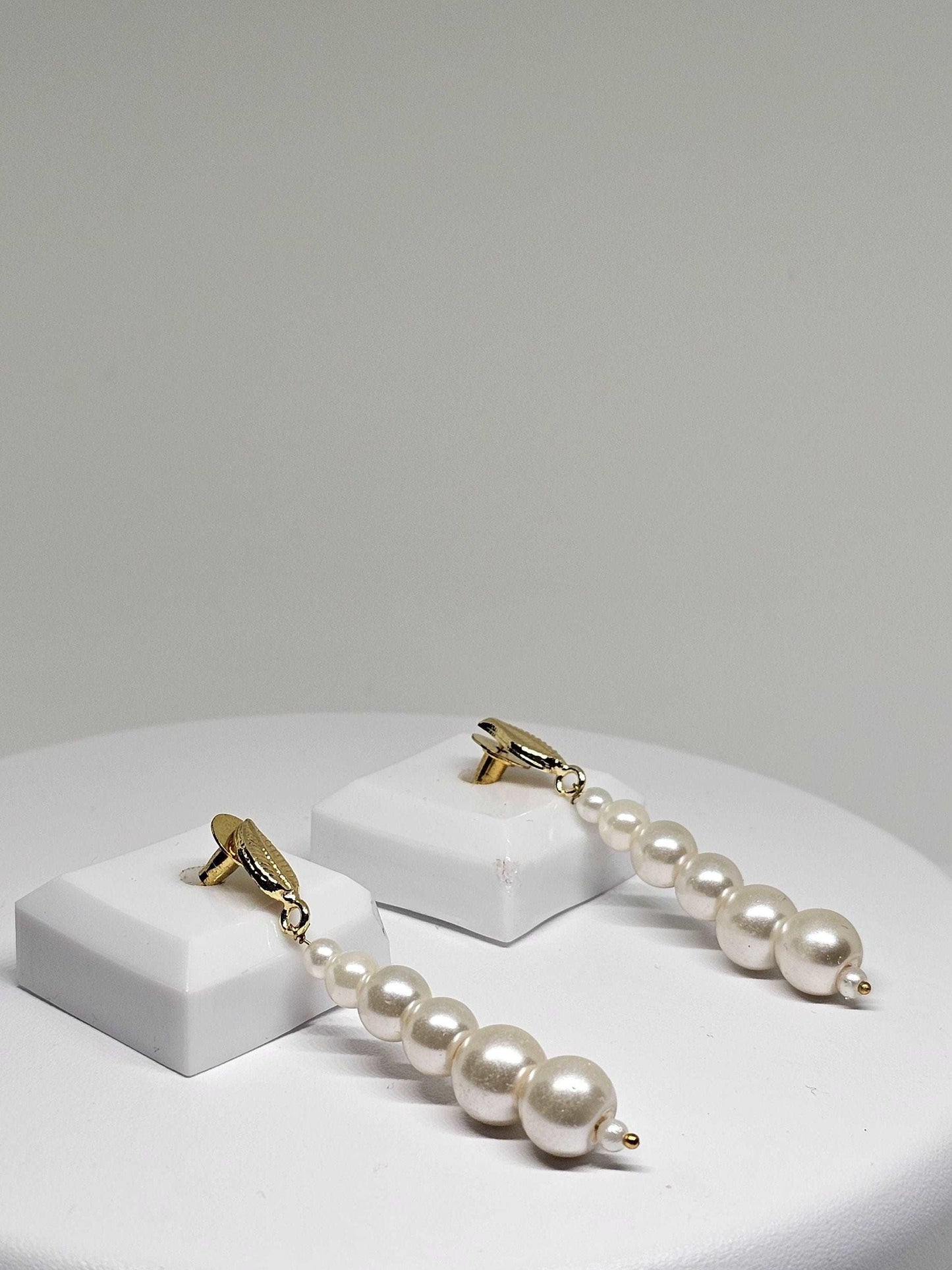 Pearl Drop Earrings with Gold Leaf Detail - Classic, Timeless Jewelry for Women, Lightweight and Elegant, Perfect Gift for Her, Handicrafted