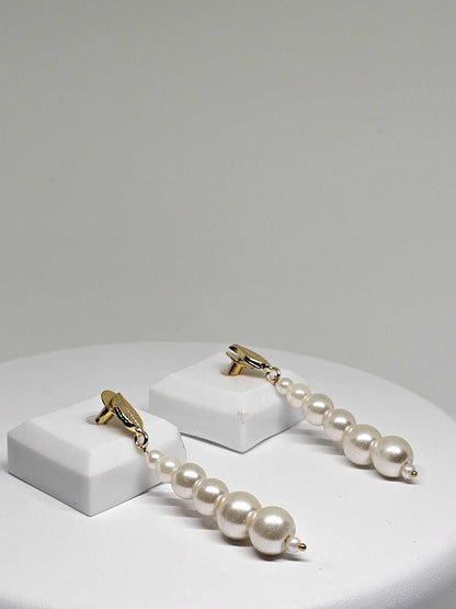 Pearl Drop Earrings with Gold Leaf Detail - Classic, Timeless Jewelry for Women, Lightweight and Elegant, Perfect Gift for Her, Handicrafted