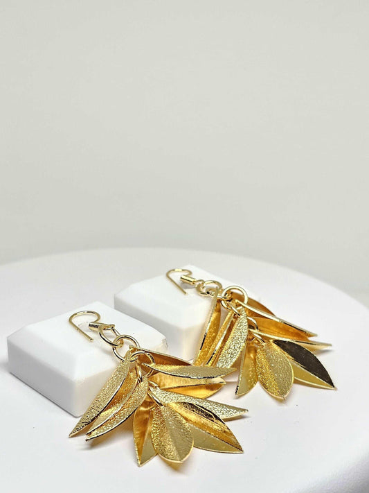 Elegant gold-plated leaf dangle earrings for nature-inspired style