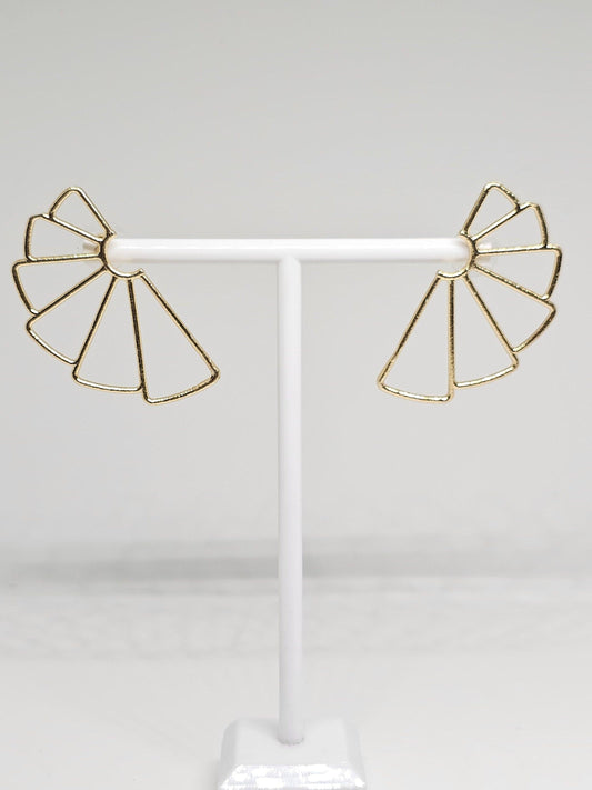 Minimalist Gold Plated Geometric Fan Shaped Earrings - Modern Statement Jewelry, Lightweight and Elegant for Everyday and Special Occasions