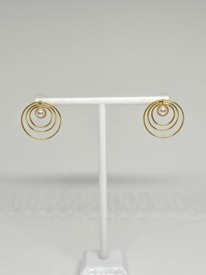 Stylish Gold-Plated Earrings with Pearl Centerpiece for Special Occasions