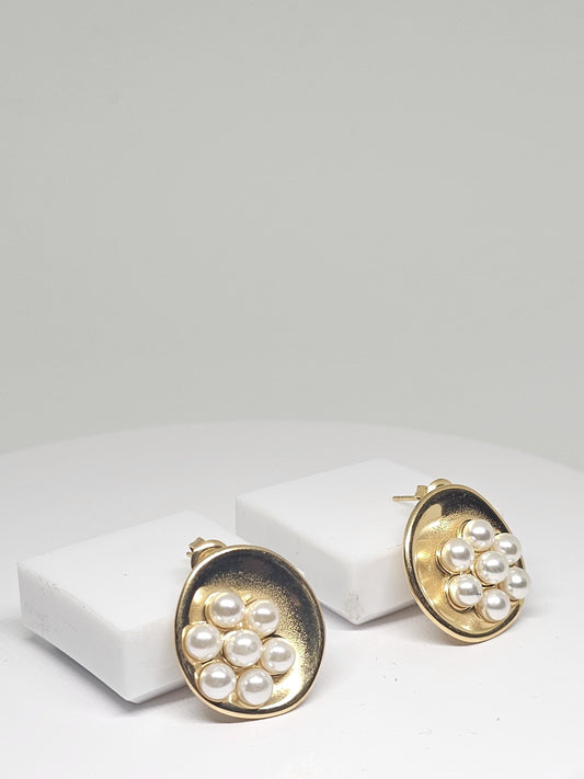 Anti-Tarnish Gold Pearl Stud Earrings, Korean Style Minimalist Jewelry, Lightweight Modern Earrings, Gift for Women, Elegant Accessories