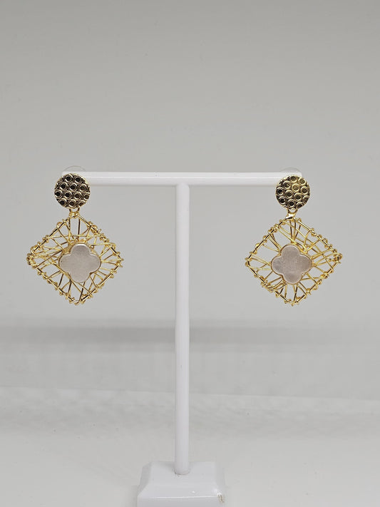 Gold Wireframe Drop Earrings for Women