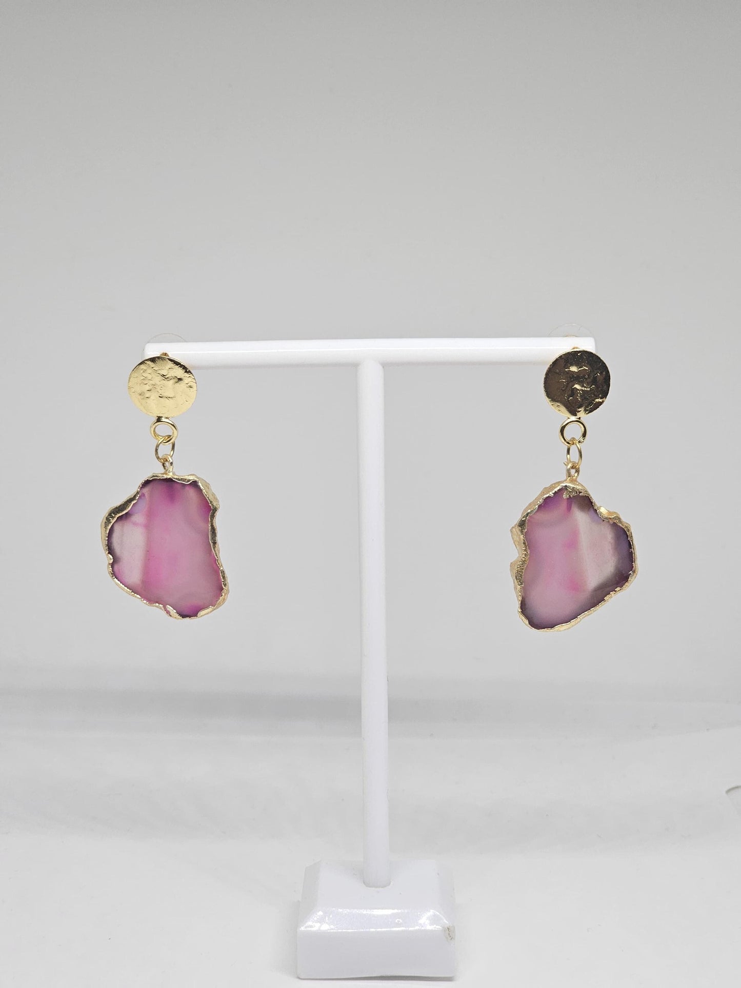 Pink and Turquoise Monalisa Stone Drop Earrings - Handmade Lightweight Gold Accented Jewelry - Elegant Statement Earrings for Women - Gift