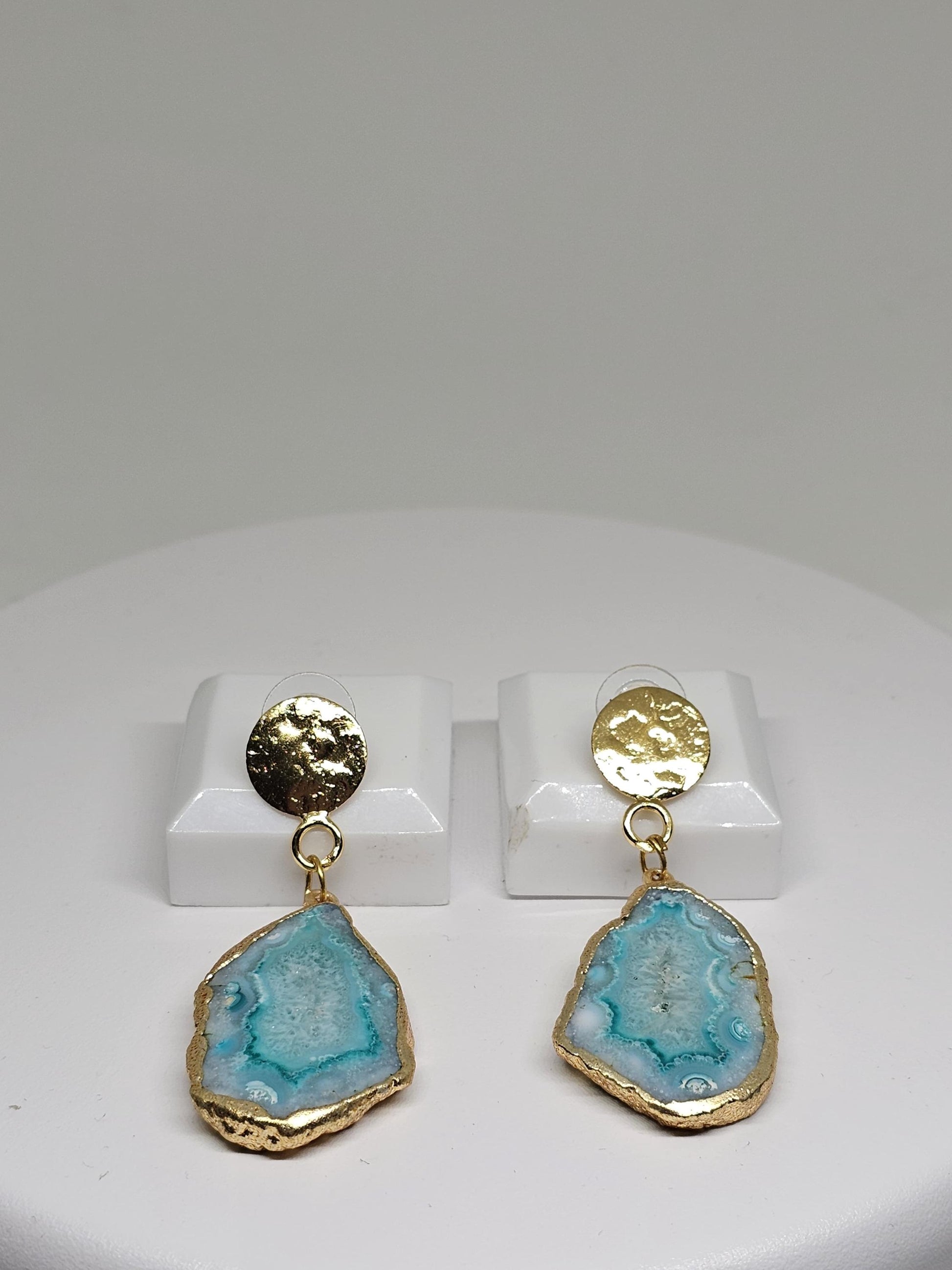 Pink and Turquoise Monalisa Stone Drop Earrings - Handmade Lightweight Gold Accented Jewelry - Elegant Statement Earrings for Women - Gift