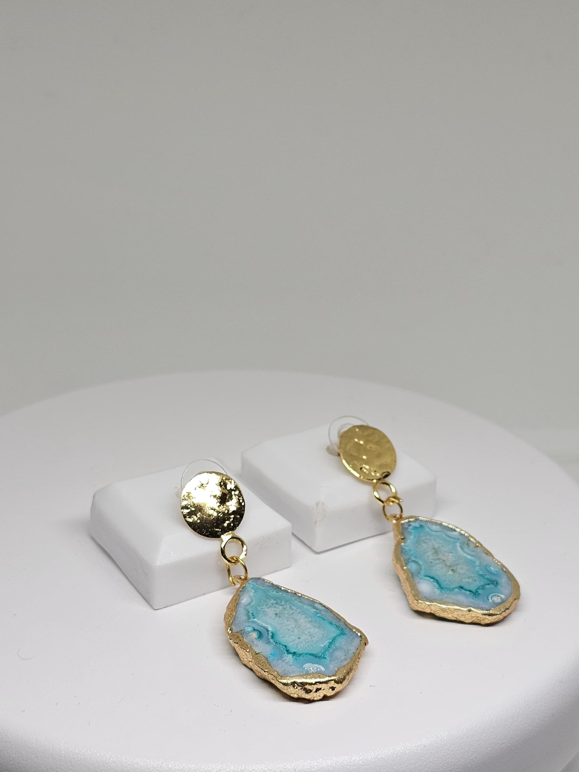 Pink and Turquoise Monalisa Stone Drop Earrings - Handmade Lightweight Gold Accented Jewelry - Elegant Statement Earrings for Women - Gift