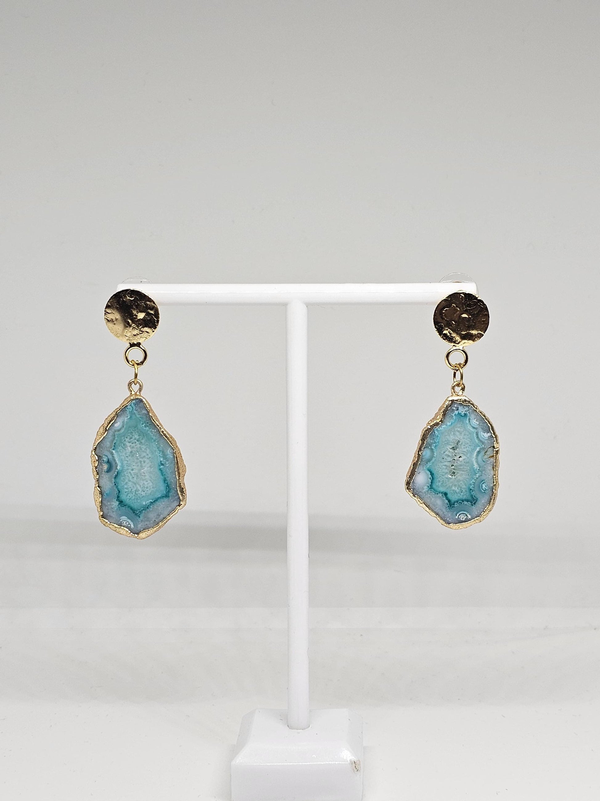 Pink and Turquoise Monalisa Stone Drop Earrings - Handmade Lightweight Gold Accented Jewelry - Elegant Statement Earrings for Women - Gift