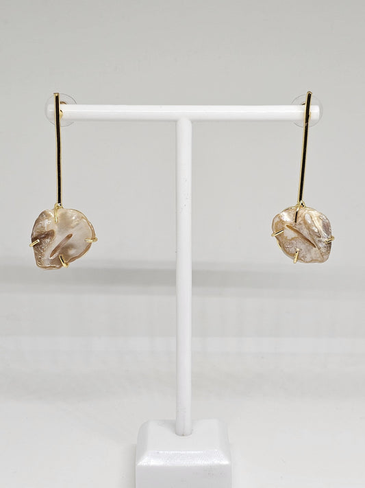 Handcrafted Baroque Pearl Drop Earrings with Minimalist Brass Hooks – Lightweight Statement Jewelry for Women, Ideal for Weddings, Parties