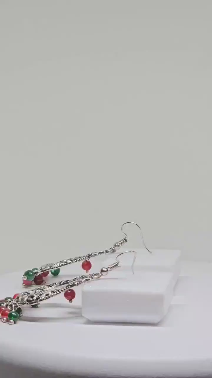 WOMEN TRADITIONAL EARRINGS - Handmade Silver Earrings, Dangle Drop Earrings, Artisan Jewelry, Wedding Earrings for Womens, Earrings for Gift