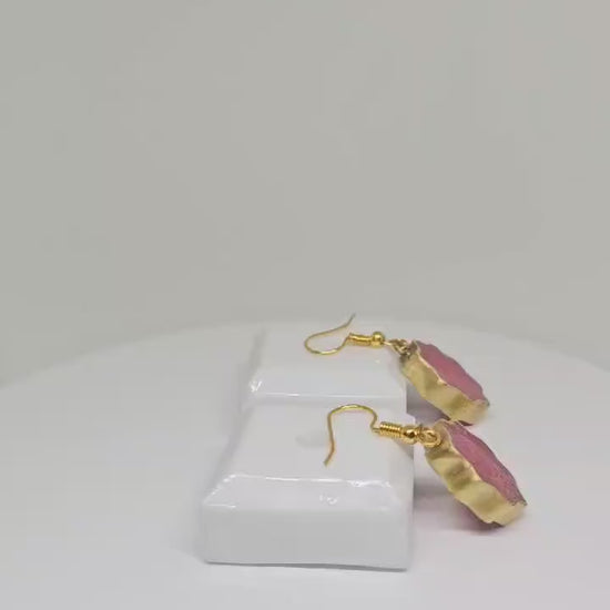 WOMENS DROP EARRINGS - Resin Drop Earrings, Handmade Brass Earrings, Elegant Earrings Gift, Earrings for Womens, Stylish Earrings for Gifts