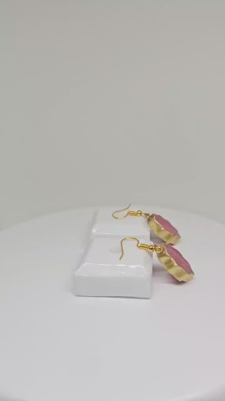 WOMENS DROP EARRINGS - Resin Drop Earrings, Handmade Brass Earrings, Elegant Earrings Gift, Earrings for Womens, Stylish Earrings for Gifts