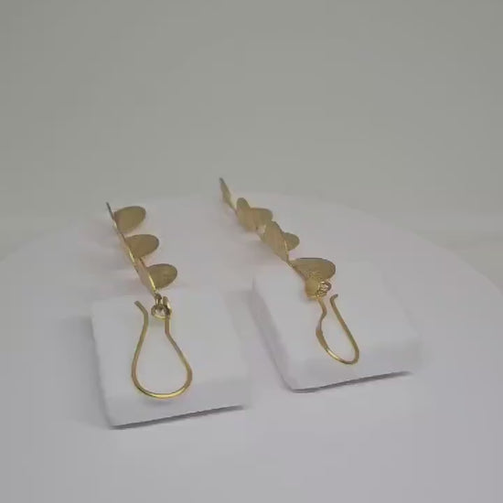 DESIGNER EARRINGS WOMEN - Gold Plated Earrings, Handmade Brass Earrings, Elegant Jewelry Gift, Drop Earrings Wedding, Earrings Gift for her