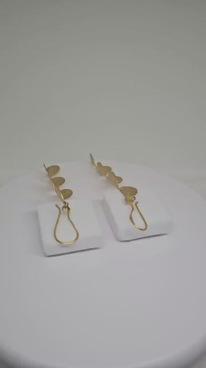 DESIGNER EARRINGS WOMEN - Gold Plated Earrings, Handmade Brass Earrings, Elegant Jewelry Gift, Drop Earrings Wedding, Earrings Gift for her