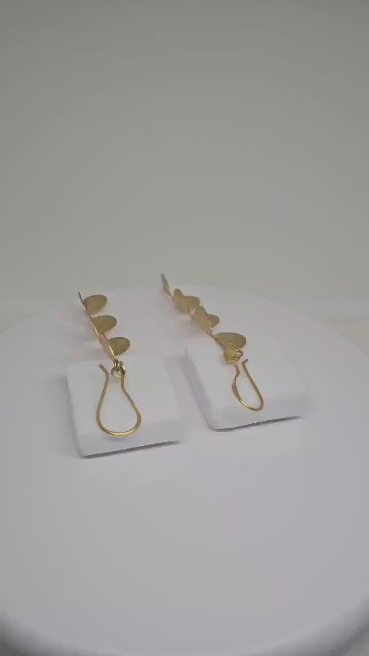 DESIGNER EARRINGS WOMEN - Gold Plated Earrings, Handmade Brass Earrings, Elegant Jewelry Gift, Drop Earrings Wedding, Earrings Gift for her